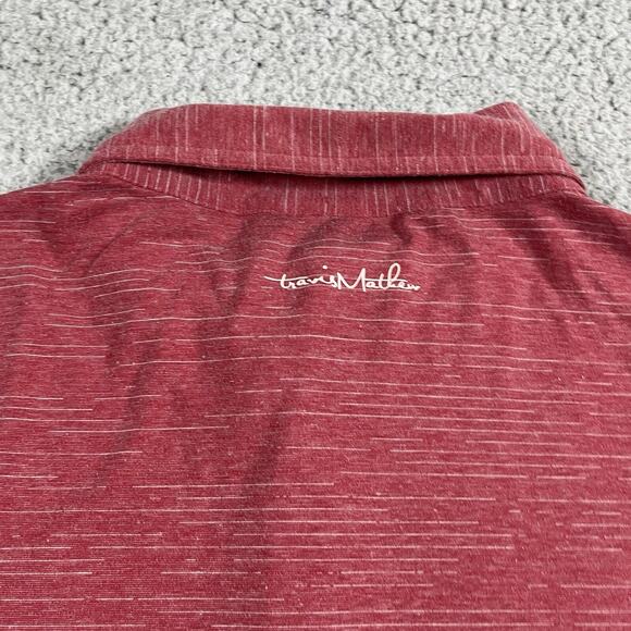 Travis Mathew Polo Shirt Mens 3XL Red Performance Golf Logo Stretch Short Sleeve - Picture 10 of 11